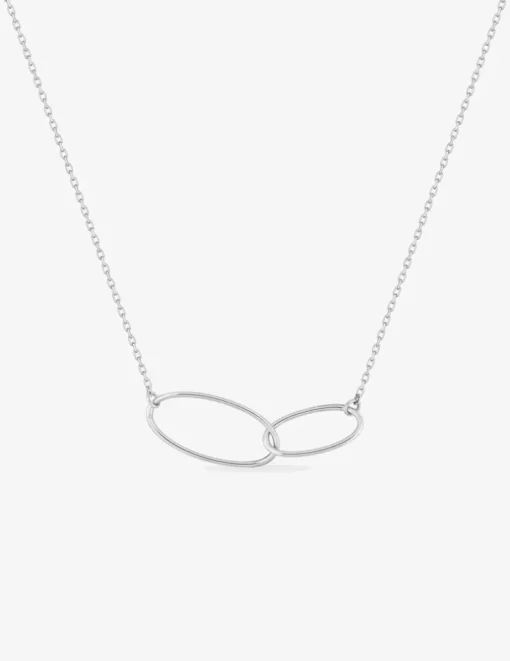 Collier or blanc 375 ‰ anneaux entrelacés SO OR
