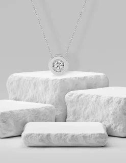 Collier or blanc 375 ‰ et anneau tout métal et oxyde de zirconium SO OR