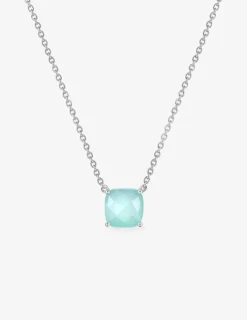 Collier or blanc 750 ‰ et calcédoine bleue SO OR