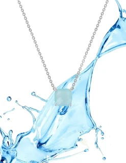 Collier or blanc 750 ‰ et calcédoine bleue SO OR