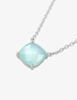 Collier or blanc 750 ‰ et calcédoine bleue SO OR