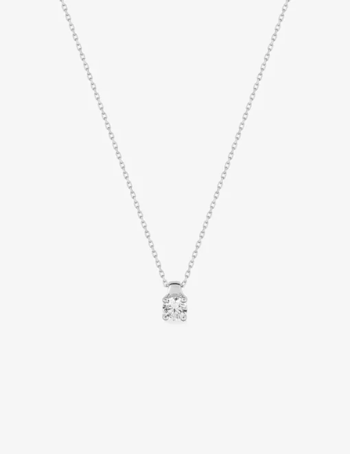 Collier or blanc 375 ‰ et oxyde 3.75 mm serti quatre griffes SO OR