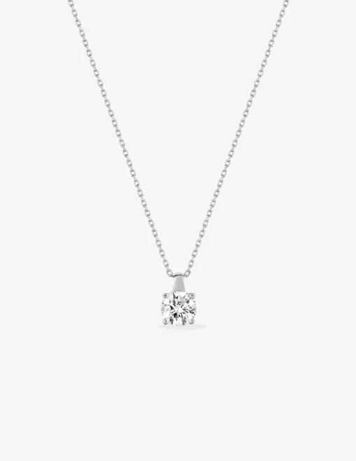 Collier or blanc 375 ‰ et oxyde 5.5 mm serti quatre griffes SO OR