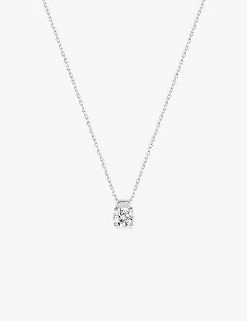 Collier or blanc 375 ‰ et oxyde 4.5 mm serti quatre griffes SO OR