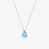 Collier or blanc 375 ‰ et topaze bleue traitée taillée en poire SO OR