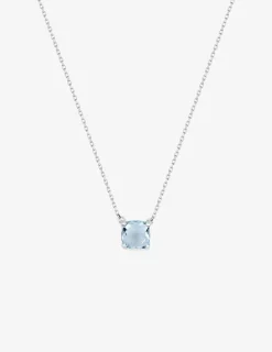 Collier or blanc 375 ‰ et topaze bleue traitée SO OR