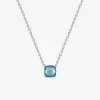 Collier or blanc 750 ‰ et topaze bleue traitée SO OR