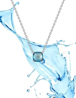 Collier or blanc 750 ‰ et topaze bleue traitée SO OR