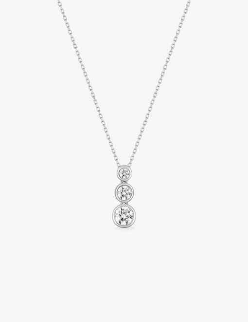 Collier or blanc 375 ‰ et trilogie oxydes de zirconium SO OR