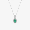 Collier or blanc 375 ‰, émeraude et oxydes de zirconium SO OR
