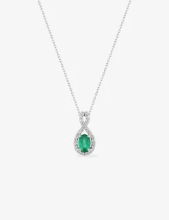 Collier or blanc 375 ‰, émeraude et oxydes de zirconium SO OR