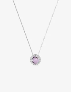 Collier or blanc 375 ‰ oxydes de zirconium et améthyste SO OR