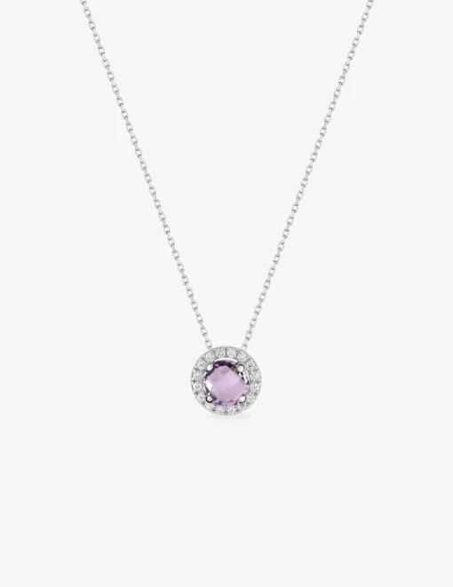 Collier or blanc 375 ‰ oxydes de zirconium et améthyste SO OR