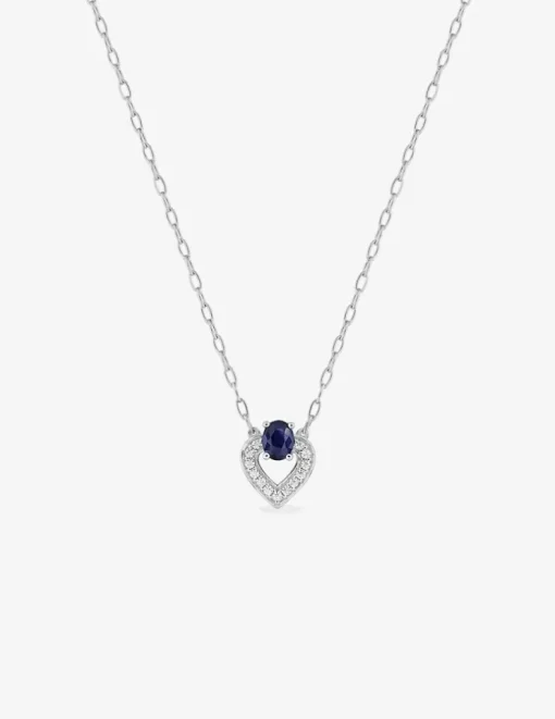 Collier or blanc 375 ‰, saphir et oxyde de zirconium SO OR