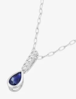 Collier or blanc 375 ‰, saphir, oxyde de zirconium SO OR