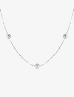 Collier or blanc 375‰ et oxydes de zirconium serti clos SO OR
