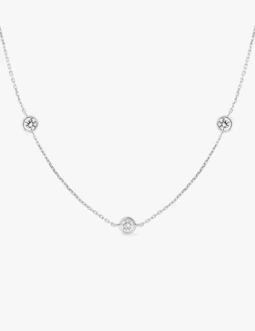 Collier or blanc 375‰ et oxydes de zirconium serti clos SO OR