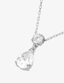 Collier or blanc 750‰ et oxydes de zirconium poire et rond SO OR