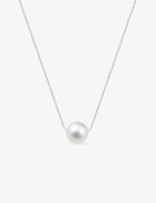 Collier or blanc 375‰ et perle de 8 mm SO OR