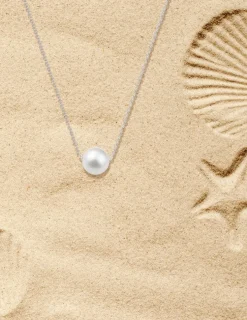 Collier or blanc 375‰ et perle de 8 mm SO OR