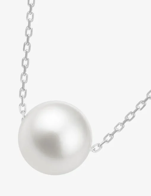Collier or blanc 375‰ et perle de 8 mm SO OR