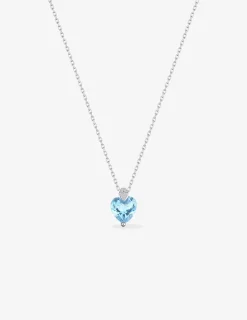Collier or blanc 375‰ et topaze cœur SO OR