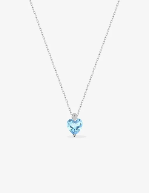 Collier or blanc 375‰ et topaze cœur SO OR