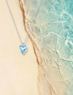 Collier or blanc 375‰ et topaze cœur SO OR