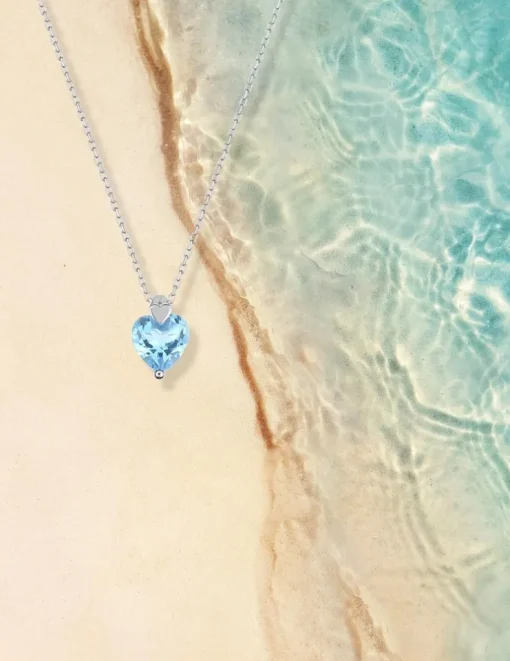 Collier or blanc 375‰ et topaze cœur SO OR