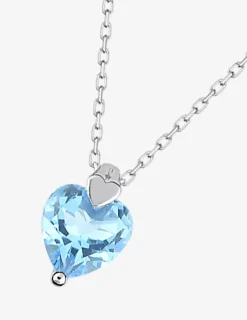 Collier or blanc 375‰ et topaze cœur SO OR
