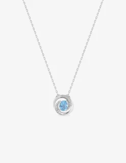 Collier or blanc 375‰ et topaze enroulée SO OR