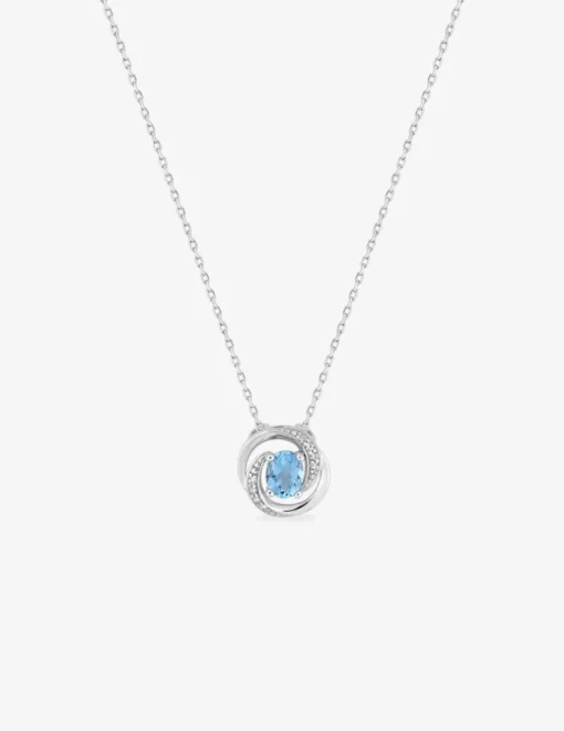 Collier or blanc 375‰ et topaze enroulée SO OR