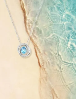 Collier or blanc 375‰ et topaze enroulée SO OR