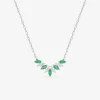 Collier or blanc 375‰ émeraudes et oxydes de zirconium navette SO OR