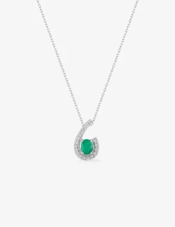 Collier or blanc 375‰, émeraude et oxyde de zirconium SO OR