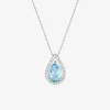 Collier or blanc 375‰, oxydes de zirconium et topaze bleue poire SO OR