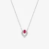 Collier or blanc 375‰ rubis ovale et cœur oxydes de zirconium SO OR
