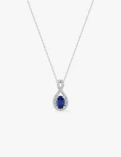 Collier or blanc 375‰, saphir et oxyde de zirconium SO OR