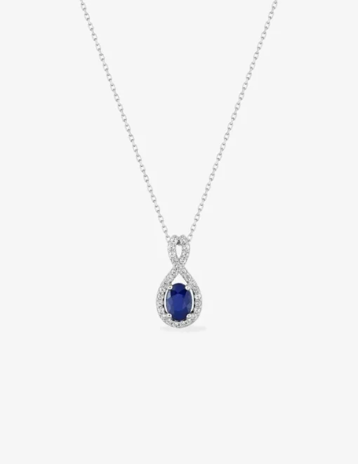 Collier or blanc 375‰, saphir et oxyde de zirconium SO OR
