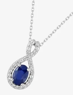 Collier or blanc 375‰, saphir et oxyde de zirconium SO OR