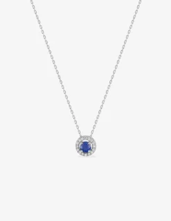 Collier or blanc 375‰, saphir et oxydes de zirconium SO OR