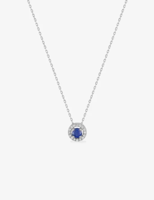 Collier or blanc 375‰, saphir et oxydes de zirconium SO OR