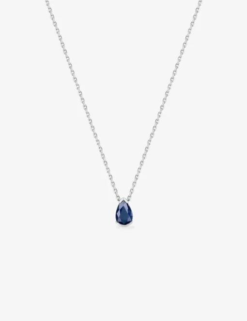 Collier or blanc 750‰ saphir poire SO OR