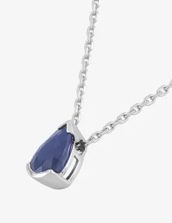 Collier or blanc 750‰ saphir poire SO OR