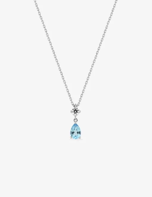 Collier or blanc 375‰ topaze goutte et oxyde fantaisie SO OR