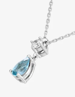 Collier or blanc 375‰ topaze goutte et oxyde fantaisie SO OR