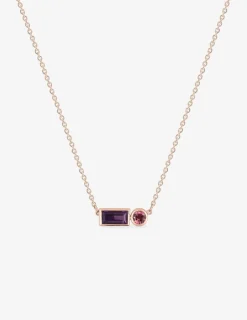 Collier or jaune 750 ‰ améthyste et tourmaline rose SO OR
