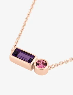 Collier or jaune 750 ‰ améthyste et tourmaline rose SO OR