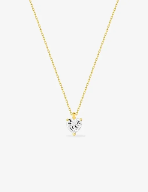 Collier or jaune 375 ‰ avec oxyde de zirconium en forme de cœur SO OR