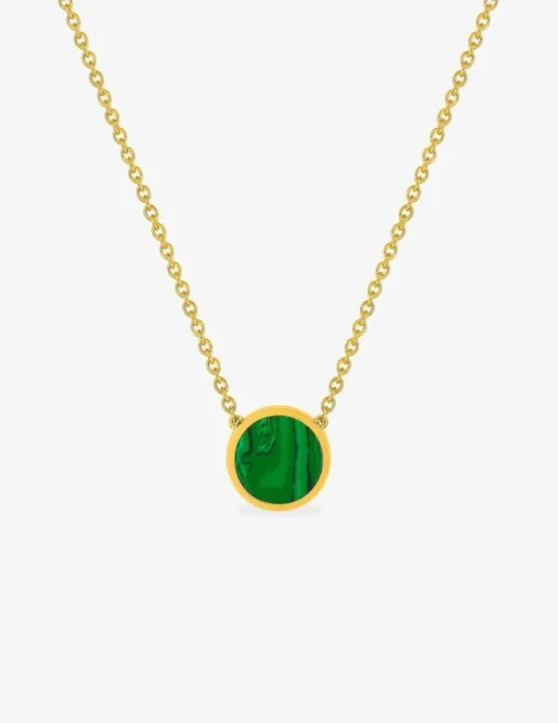 Collier or jaune 750 ‰ et malachite SO OR